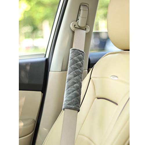 Amooca Soft Auto Seat Belt Cover Seatbelt Shoulder Pad Cushions 2 PCS for a More Comfortable Driving Universal Fit for All Cars and Backpack Dark Gray - Image 3