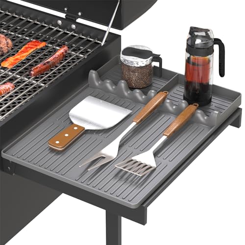 Bolycen Griddle Mat Compatible with Blackstone, Silicone Grill Tools with Drip Pad, Spatula Mat for Outdoor Grill, Side Shelf Pad (Grey) - Image 1