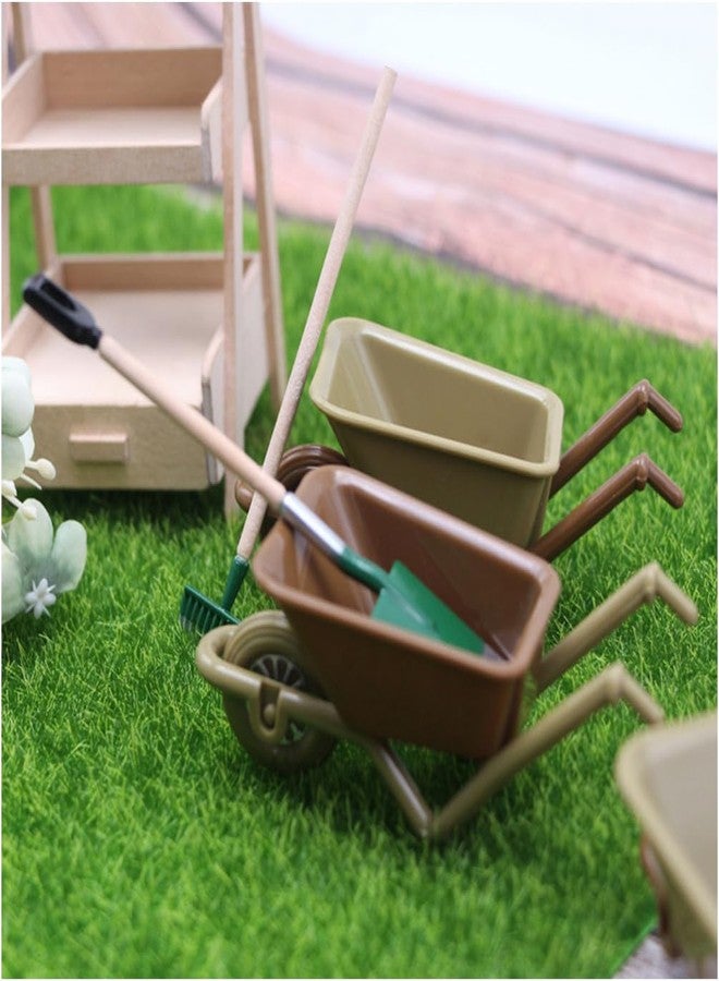 VICASKY 6pcs Miniature Wheelbarrow Model Mini Plastic Cart Realistic Dollhouse Wheelbarrow for Landscape Garden and Crafts Realistic Mini Farm Tool for Display - Image 4