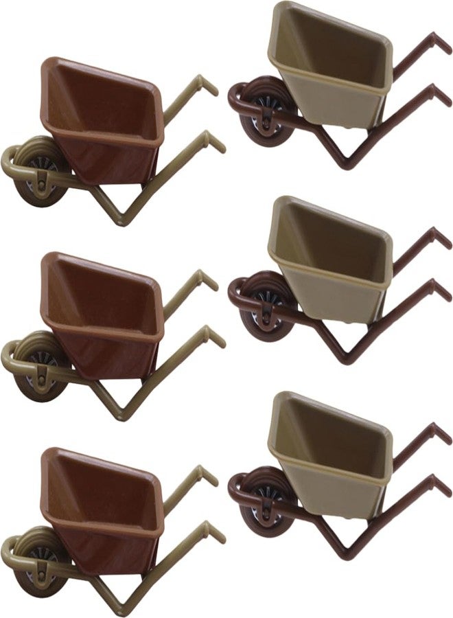 VICASKY 6pcs Miniature Wheelbarrow Model Mini Plastic Cart Realistic Dollhouse Wheelbarrow for Landscape Garden and Crafts Realistic Mini Farm Tool for Display - Image 1