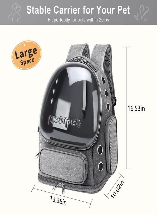 YUNLINLI Cat Backpack Carrier, Breathable Cat Bubble Backpack Large Space Cat Carrier Backpack for Kitty Small Dog, Foldable Airline Approved Cats Backpack, Transparent Pet Travel Backpack Up to 20 lbs (Grey) - Image 5