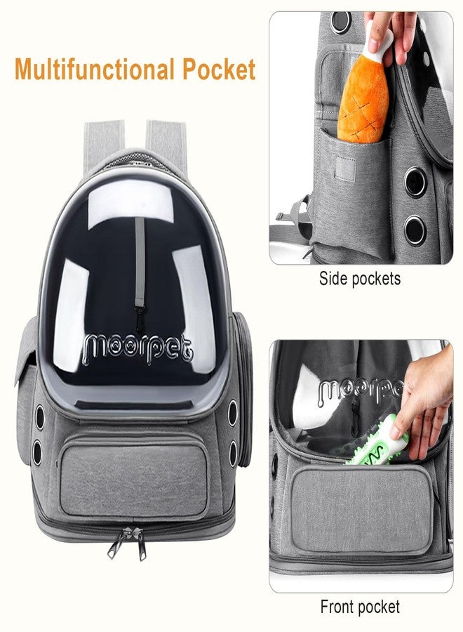 YUNLINLI Cat Backpack Carrier, Breathable Cat Bubble Backpack Large Space Cat Carrier Backpack for Kitty Small Dog, Foldable Airline Approved Cats Backpack, Transparent Pet Travel Backpack Up to 20 lbs (Grey) - Image 3