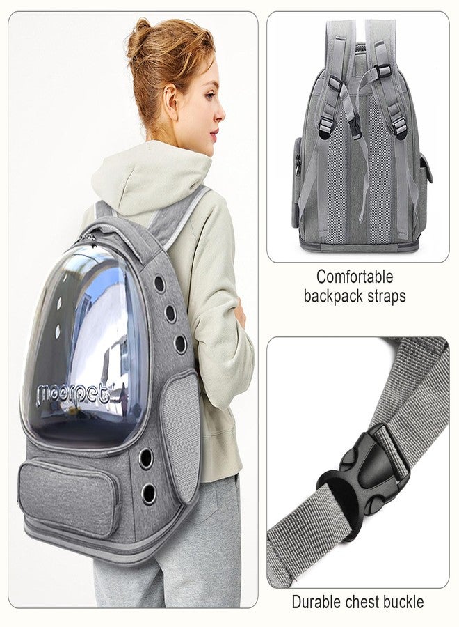 YUNLINLI Cat Backpack Carrier, Breathable Cat Bubble Backpack Large Space Cat Carrier Backpack for Kitty Small Dog, Foldable Airline Approved Cats Backpack, Transparent Pet Travel Backpack Up to 20 lbs (Grey) - Image 4