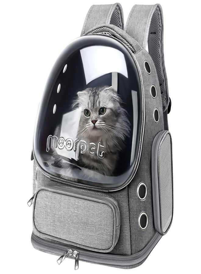 YUNLINLI Cat Backpack Carrier, Breathable Cat Bubble Backpack Large Space Cat Carrier Backpack for Kitty Small Dog, Foldable Airline Approved Cats Backpack, Transparent Pet Travel Backpack Up to 20 lbs (Grey) - Image 1
