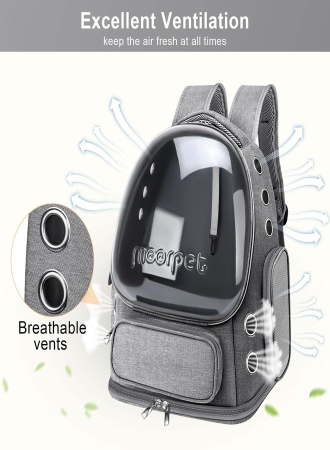 YUNLINLI Cat Backpack Carrier, Breathable Cat Bubble Backpack Large Space Cat Carrier Backpack for Kitty Small Dog, Foldable Airline Approved Cats Backpack, Transparent Pet Travel Backpack Up to 20 lbs (Grey) - Image 2