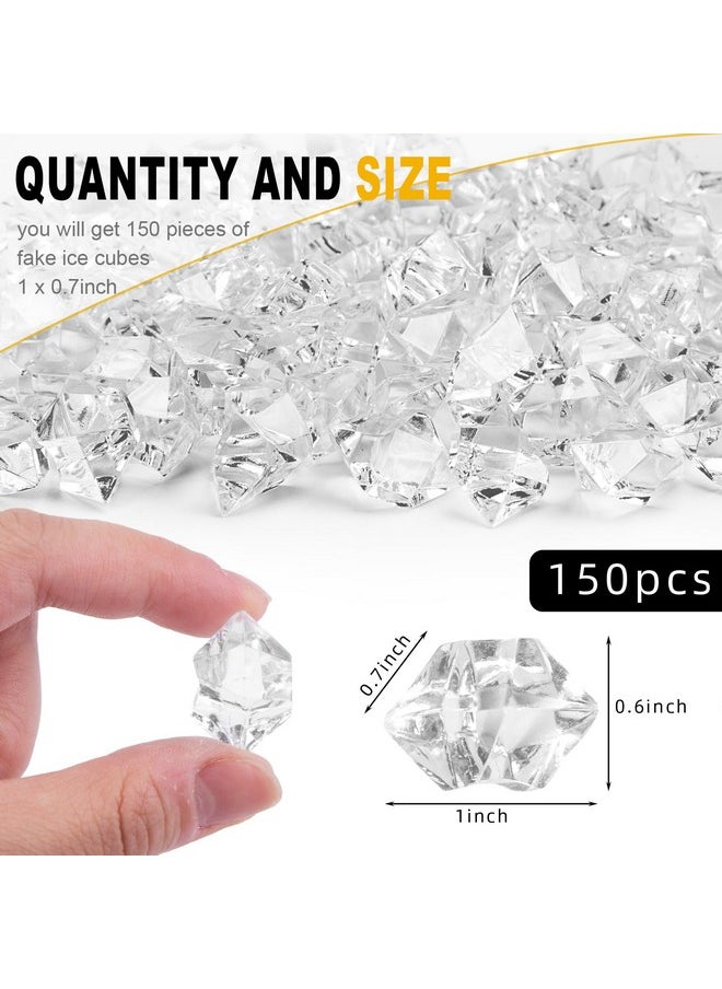 DomeStar - Fake Ice Rocks, 150Pcs Acrylic Gems Crystals Clear Rocks Plastic Diamonds Vase Centerpiece For Christmas Vase Fillers Winter Decoration Party Table Scatter Wedding Food Display - Image 1