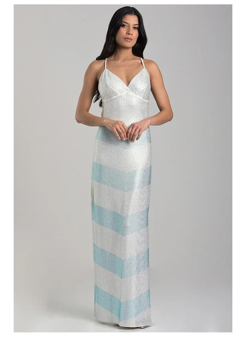 Long Dress with Crystals Off-white