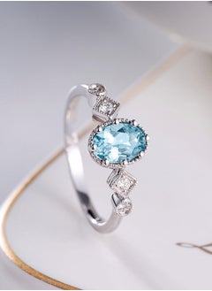Generic Ins Wind Sea Blue Micro inlaid Zircon Open Ring for Women, Gift Party for Multiple Occasions  - Image 1