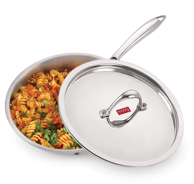 HAZEL Triply Stainless Steel Induction Bottom Fry Pan with Stainless Steel Lid, 1.8 Litre, 24 cm - Image 1