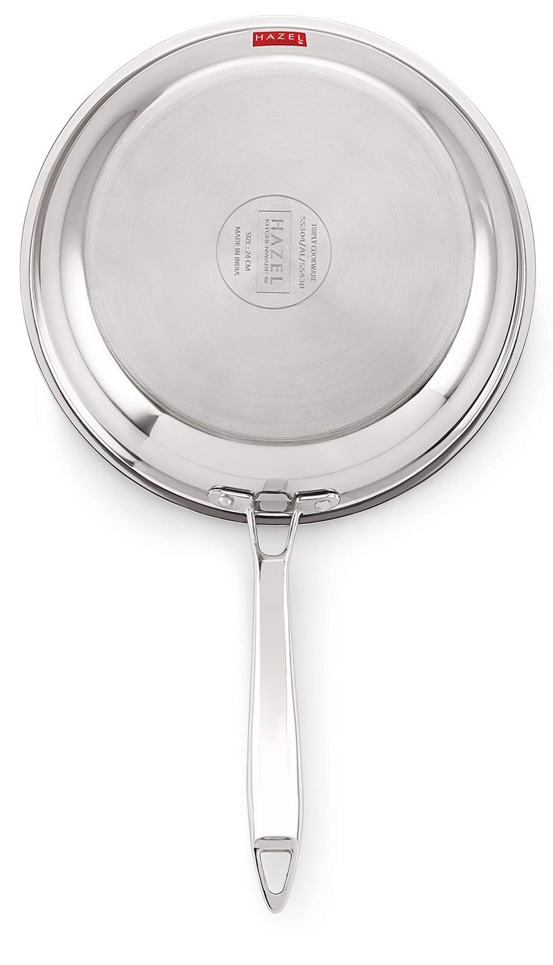 HAZEL Triply Stainless Steel Induction Bottom Fry Pan with Stainless Steel Lid, 1.8 Litre, 24 cm - Image 5