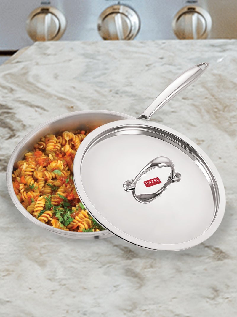 HAZEL Triply Stainless Steel Induction Bottom Fry Pan with Stainless Steel Lid, 1.8 Litre, 24 cm - Image 2