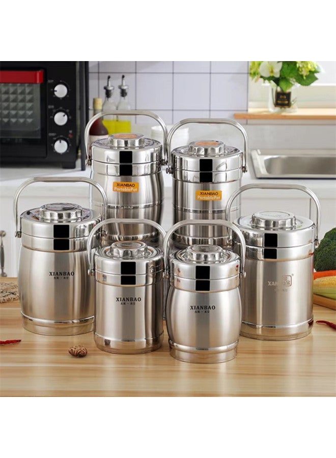 Stainless Steel Insulated Lunch Box Double-layer Vacuum Pot Large Capacity Vegetable Soup Split Rice Bucket Student Portable Lunch Box-Specifications:1.4L Straight-Color:Insulation  - Image 1