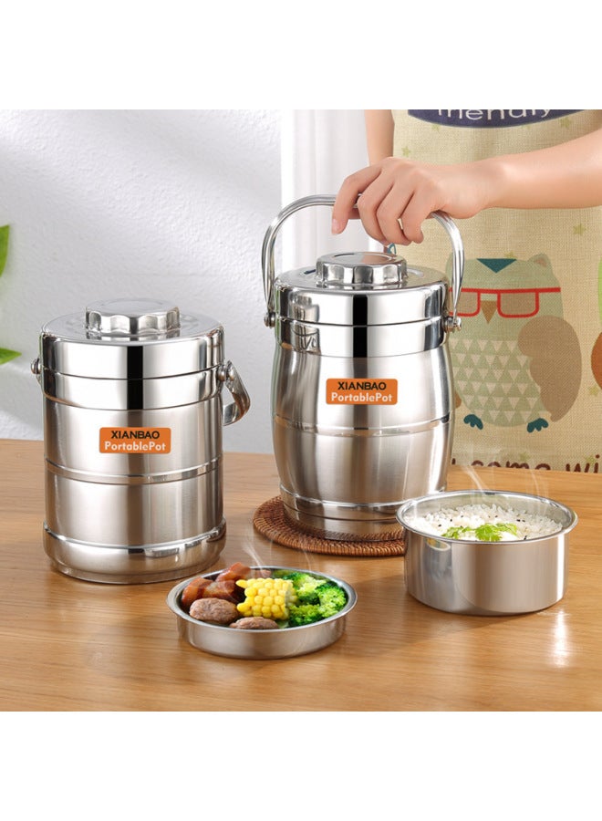 Stainless Steel Insulated Lunch Box Double-layer Vacuum Pot Large Capacity Vegetable Soup Split Rice Bucket Student Portable Lunch Box-Specifications:1.4L Straight-Color:Insulation  - Image 4