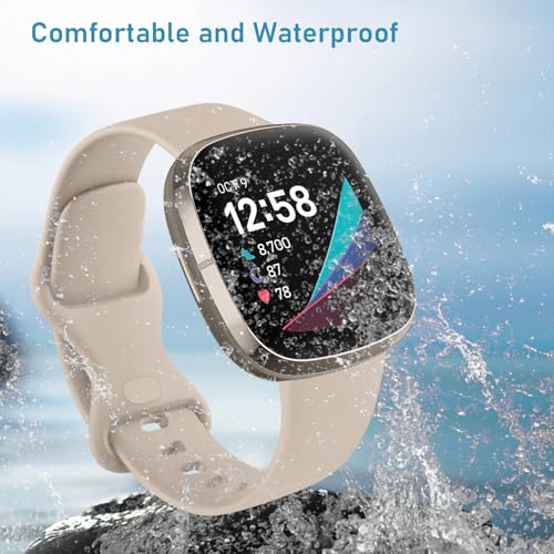 Meliya Soft Strap for Fitbit Versa 4 / Versa 3 / Sense 2 / Sense(Watch Not Included), Flexible Premium Elastomer TPU Adjustable Watch Straps, Sport Replacement Band for Women Men (L,Milk Tea) - Image 4