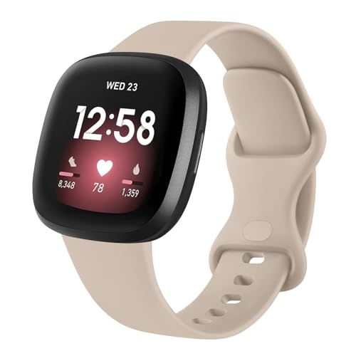 Meliya Soft Strap for Fitbit Versa 4 / Versa 3 / Sense 2 / Sense(Watch Not Included), Flexible Premium Elastomer TPU Adjustable Watch Straps, Sport Replacement Band for Women Men (L,Milk Tea) - Image 1