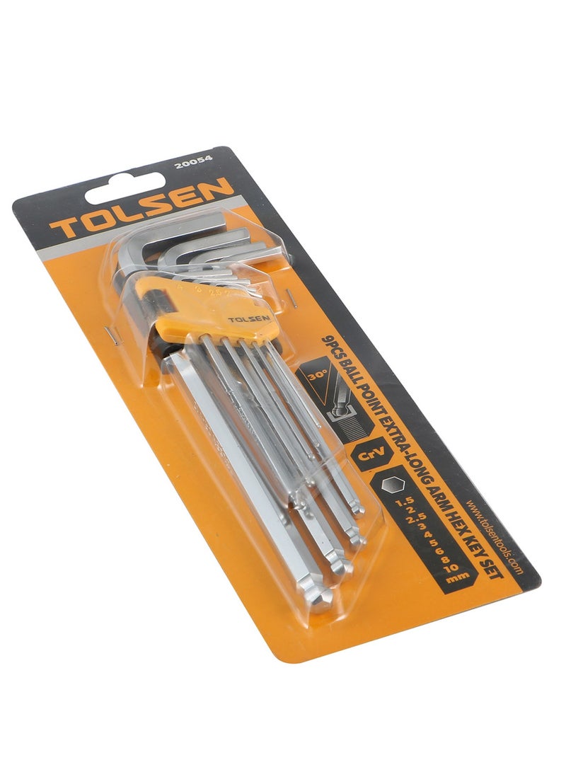 Tolsen 9pcs Ball Point Extra-Long Arm Hex Key Set Tolsen 20054 - Image 2