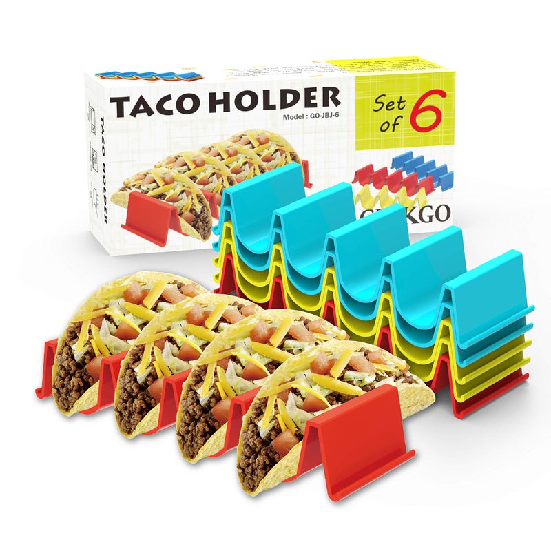 Ginkgo Ginkgo Taco Holder Stand Set of 6 Colorful Taco Plates Tray Rack for Holiday Gift Party Christmas and New Year Taco Tuesday Decorations 