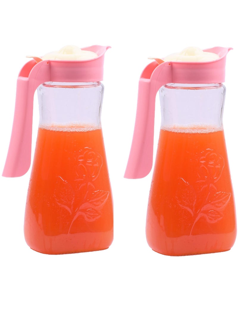 2-Piece Drinking Water Jug Clear/Pink 1500ml  - Image 1