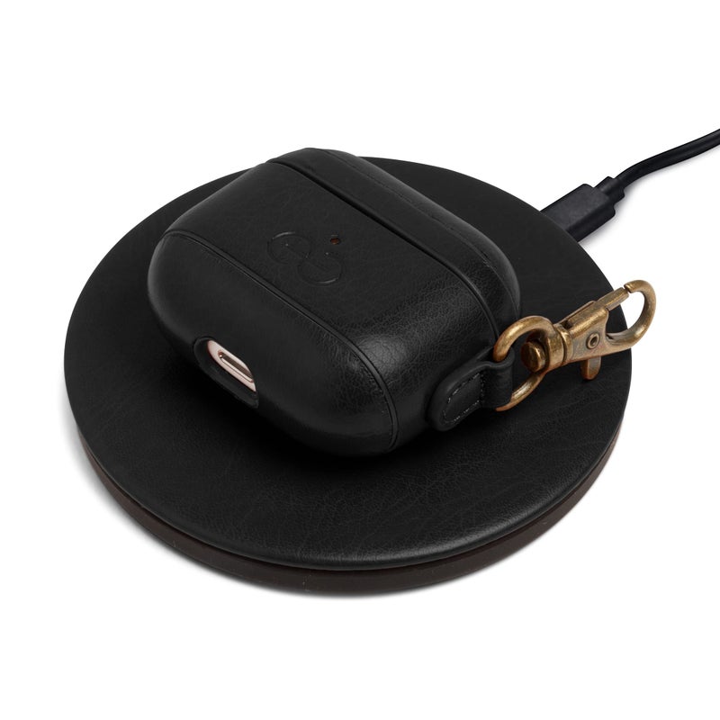 Dreem Om Case Cover with Keychain Clip Compatible with AirPods 3 for Apple AirPods 3rd Generation, Vegan Leather AirPod Case for Men & Women, Luxury Earbuds Accessory for iPhone - Black - Image 3