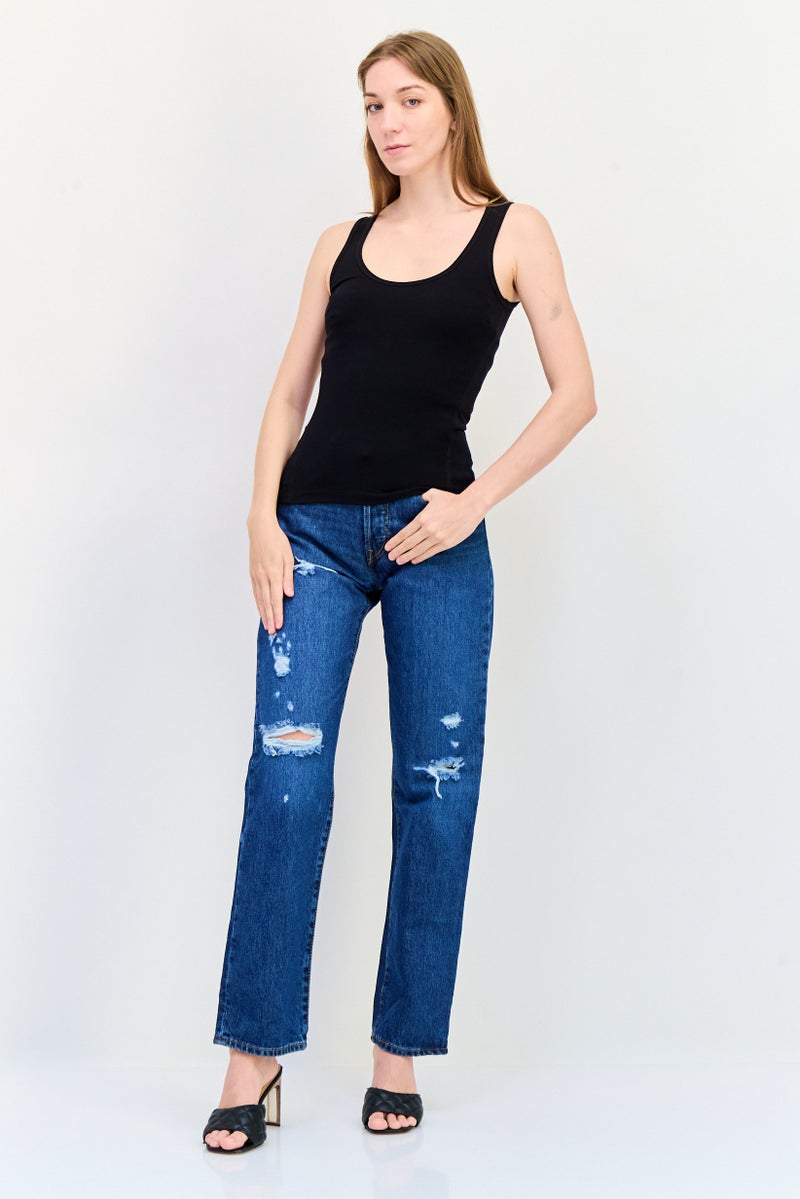 SALSA Women Round Neck Sleeveless Plain Top, Black - Image 4