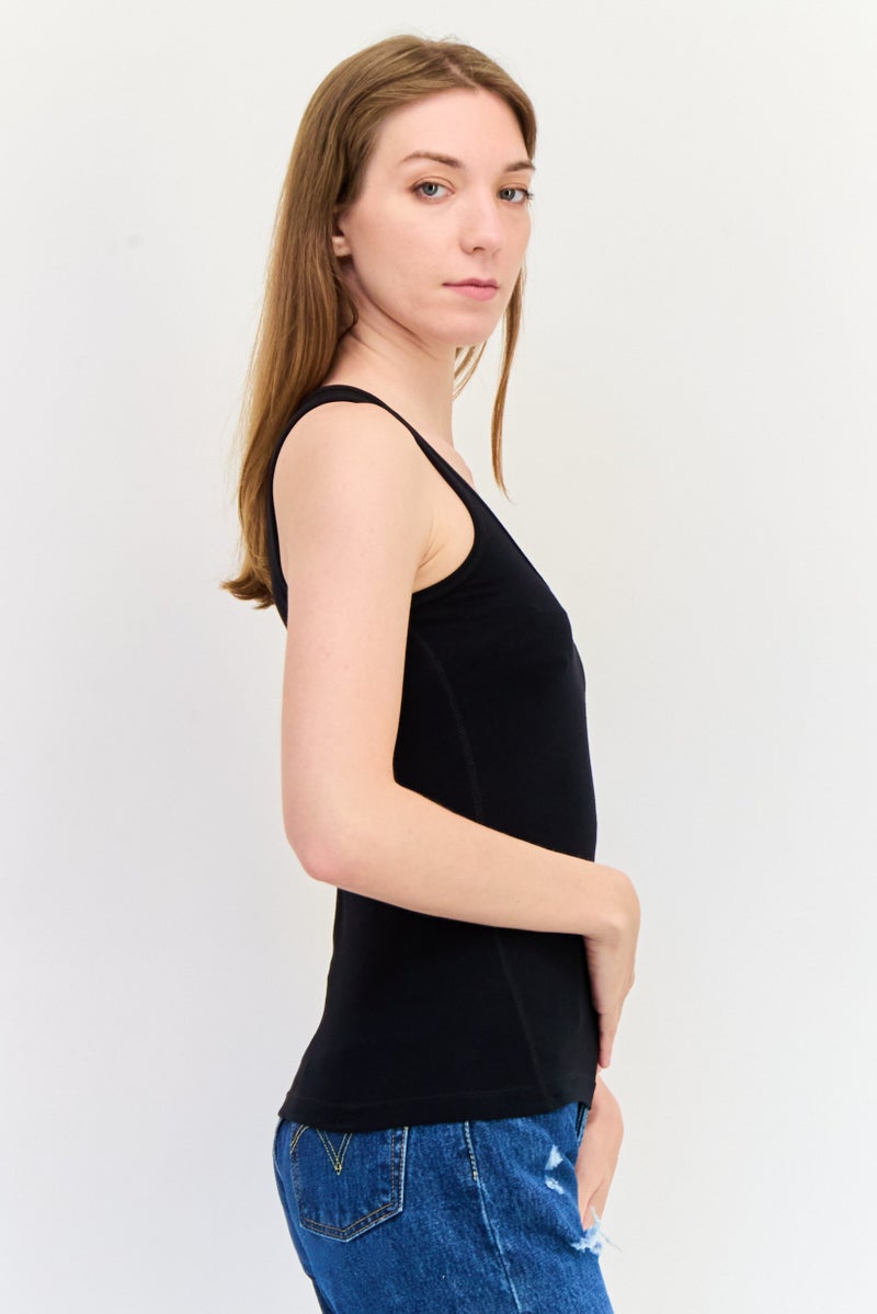 SALSA Women Round Neck Sleeveless Plain Top, Black - Image 2