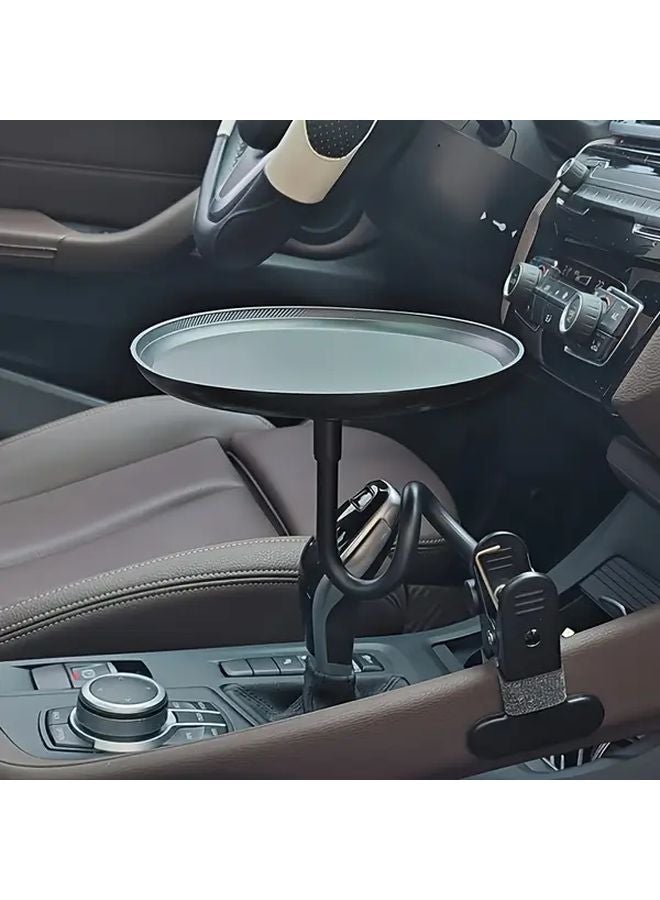 Black Adjustable Round Metal Car Plate Tray Multifunctional Auto Food Storage Rack - Image 4