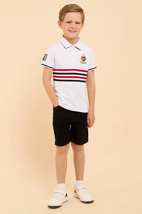 R&B Solid Denim Shorts with Button Closure