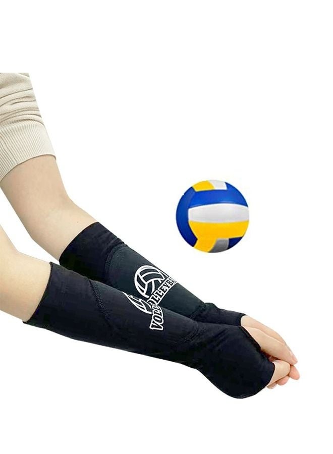 1 Pair Volleyball Arm Sleeves, Passing Forearm Sleeves with Protection Pad Thumbhole, Arm Sleeves for Girls Boys Kids Volleyball Training - Image 1