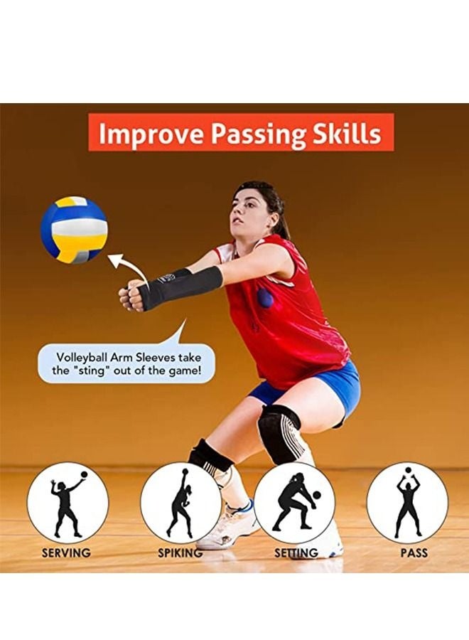 1 Pair Volleyball Arm Sleeves, Passing Forearm Sleeves with Protection Pad Thumbhole, Arm Sleeves for Girls Boys Kids Volleyball Training - Image 2