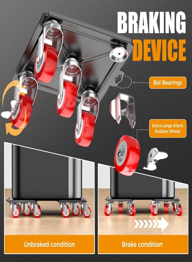 LOYAL TIGER Furniture Dolly,Furniture Mover Pro Set,Furniture Lifter with 5 360° Rotatable Rubber Universal Wheels，Carbon Steel Panel Furniture Movers，Maximum Load 3307LBS.Red. - Image 2