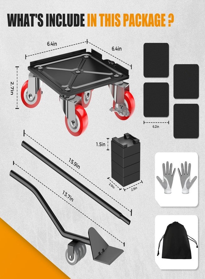 LOYAL TIGER Furniture Dolly,Furniture Mover Pro Set,Furniture Lifter with 5 360° Rotatable Rubber Universal Wheels，Carbon Steel Panel Furniture Movers，Maximum Load 3307LBS.Red. - Image 3