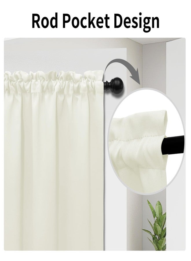 إيزي-جوينج ستائر أبواب معتمة سهلة الاستخدام، ستائر جانبية لتصفية الضوء مع جيب للعمود، ستائر أبواب فرنسية برباط، لوحة واحدة، 25 × 40 بوصة، لون عاجي - Image 2