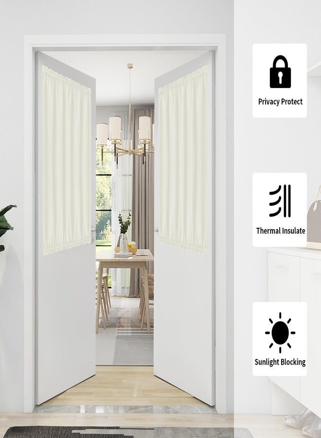 إيزي-جوينج ستائر أبواب معتمة سهلة الاستخدام، ستائر جانبية لتصفية الضوء مع جيب للعمود، ستائر أبواب فرنسية برباط، لوحة واحدة، 25 × 40 بوصة، لون عاجي - Image 4