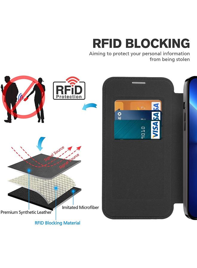 زبون جراب هاتف جلدي مضاد للسرقة من MagSafe مغناطيسي RFID لهاتف iPhone 13 Pro - Image 3