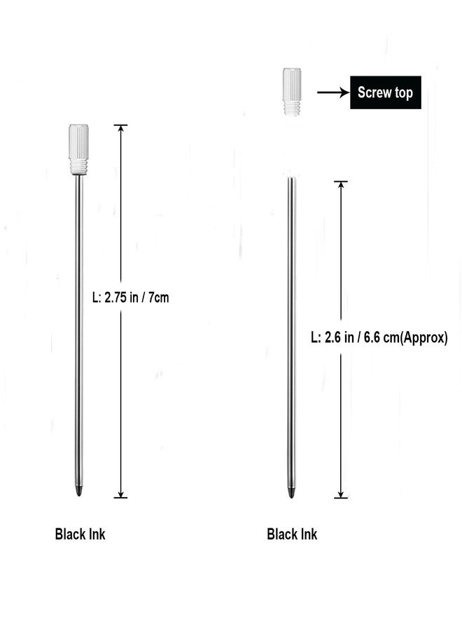 Penyeah Mini D1 2.75" Ballpoint Pen Refills for Penyeah 4-in-1 Multifunction Stylus/Diamond Stylus/Lighted Tip Pen/Led Pen Light,Metal Black Refill (Pack of 12, Black Ink) - Image 2