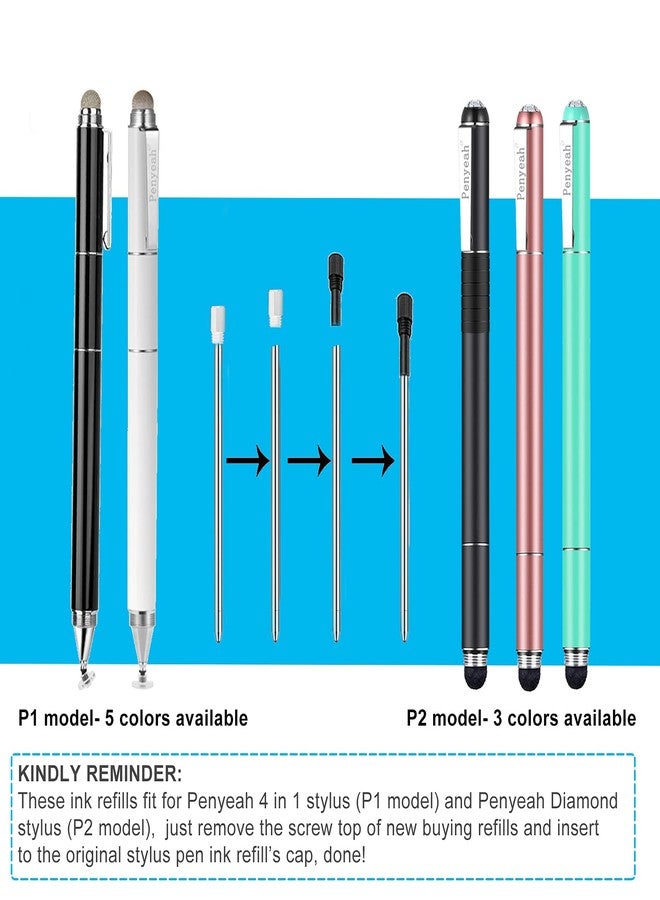Penyeah Mini D1 2.75" Ballpoint Pen Refills for Penyeah 4-in-1 Multifunction Stylus/Diamond Stylus/Lighted Tip Pen/Led Pen Light,Metal Black Refill (Pack of 12, Black Ink) - Image 4
