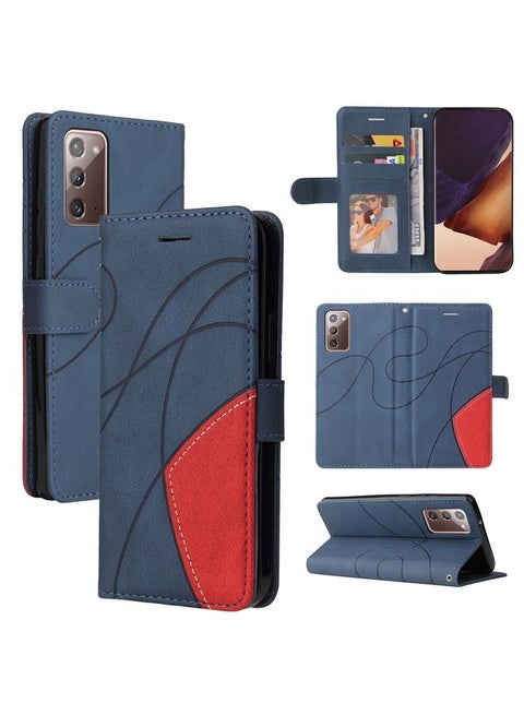 Case Cover For Samsung Galaxy Note20 Dual-color Splicing Horizontal Flip PU Leather Case with Holder & Card Slots & Wallet Blue