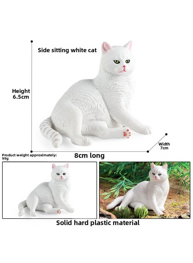لعبة نموذج حيوانات محاكاة للأطفال من البلاستيك المعرفي الصلب للقطط المنزلية والحيوانات الأليفة والقطط الأليفة وحلي مشهد الدمى باليد-اللون: M-3158 قطة بيضاء جالسة - Image 1