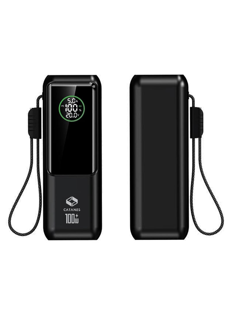CATANES 20000mAh 100W Super Fast Charging Power Bank with Smart Digital Display and Built-in Type-C Cable - Black - Image 4
