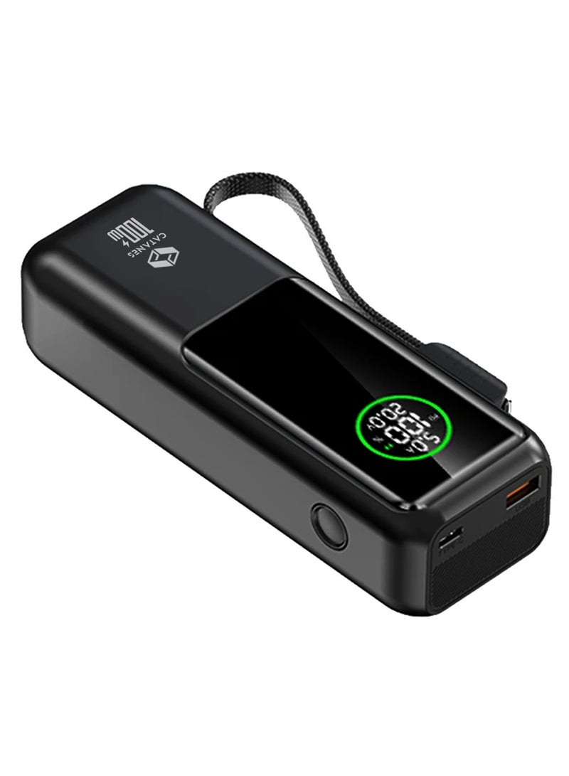 CATANES 20000mAh 100W Super Fast Charging Power Bank with Smart Digital Display and Built-in Type-C Cable - Black - Image 5