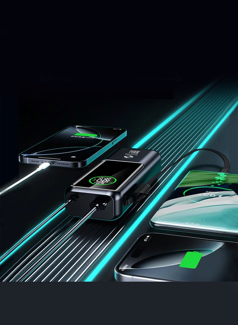 CATANES 20000mAh 100W Super Fast Charging Power Bank with Smart Digital Display and Built-in Type-C Cable - Black - Image 3