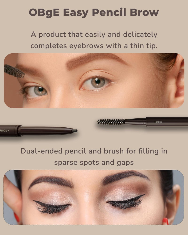 OBgE Easy Pencil Brow (Dark Brown, 0.003oz) - Ultra Fine Eyebrow Pencil with Brush for Precise and Effortless Brow Shaping. Long Lasting Natural Color. - Image 2