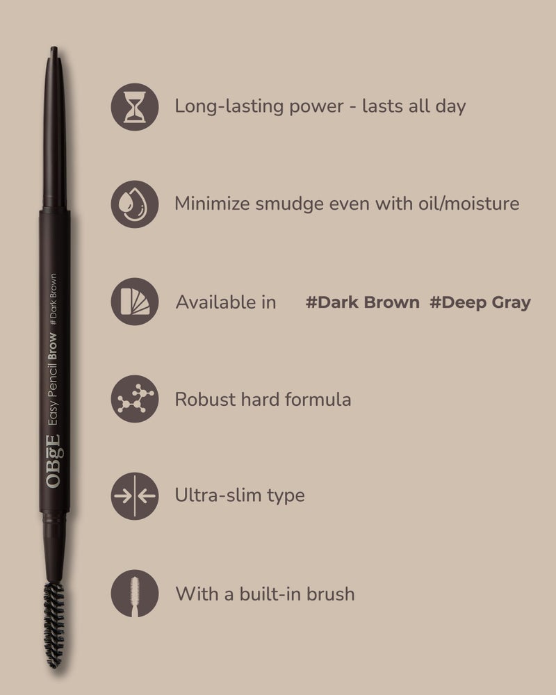 OBgE Easy Pencil Brow (Dark Brown, 0.003oz) - Ultra Fine Eyebrow Pencil with Brush for Precise and Effortless Brow Shaping. Long Lasting Natural Color. - Image 3