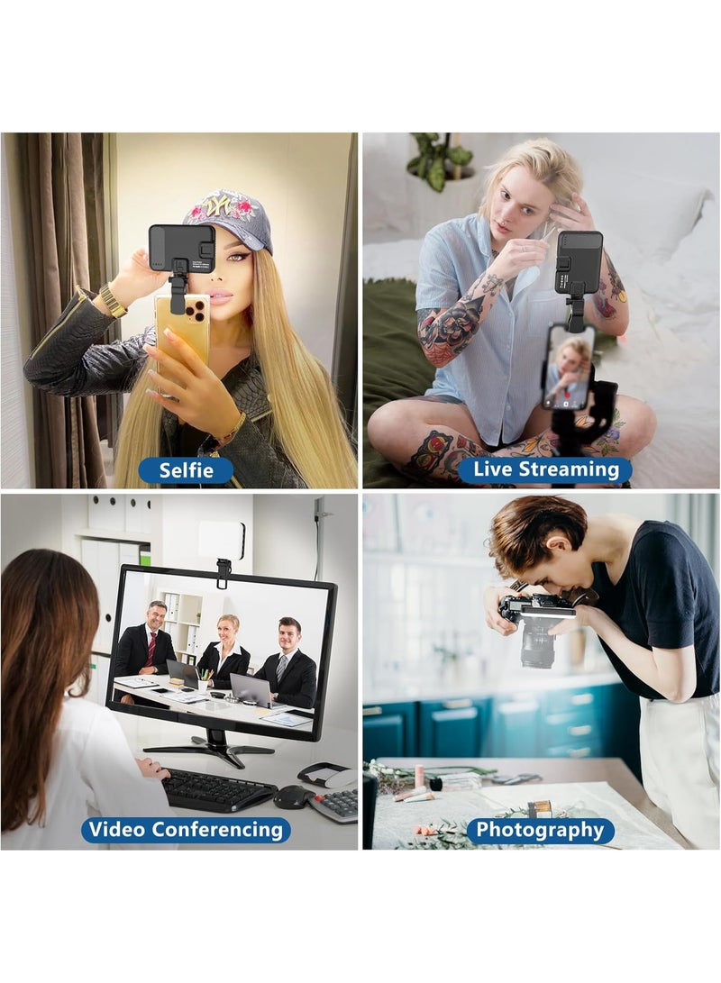 إيكاريس إي كيرز® ضوء سيلفي، 60 مصباح ليد، بطارية قابلة لإعادة الشحن تدوم طويلاً، مشبك أمامي وخلفي قابل للإزالة، ضوء فيديو محمول مع 3 أوضاع إضاءة، لأجهزة الكمبيوتر المحمول، كاميرا الويب، الهاتف، آيفون، الصور، المكياج، تيك توك، صور سيلفي، تدوين الفيديو، البث المباشر، اجتماعات زووم، مكالمات الفيديو - أسود. - Image 5