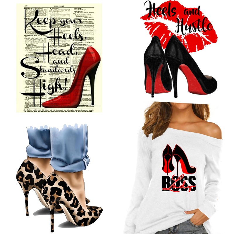 AMONEYLS Heels Iron On Transfer Vinyl Patches for Clothing TShirts Design Washable Heat Press Decals 4pcs Large Size Stickers - Image 3