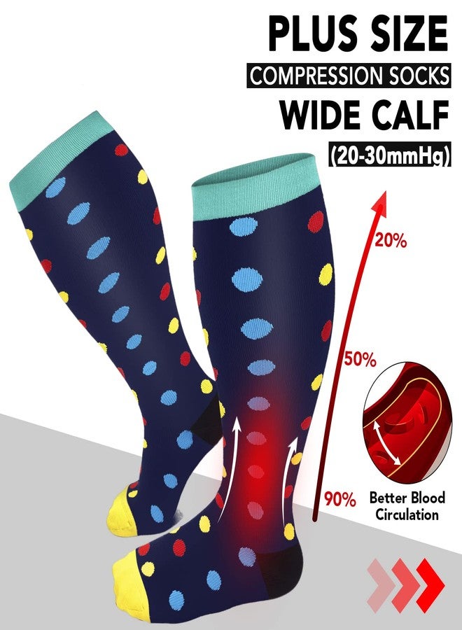 Refeel 3 Packs Plus Size Compression Socks Wide Calf For Women & Men - Large Size Knee High Support Stockings For Medical… - Image 4
