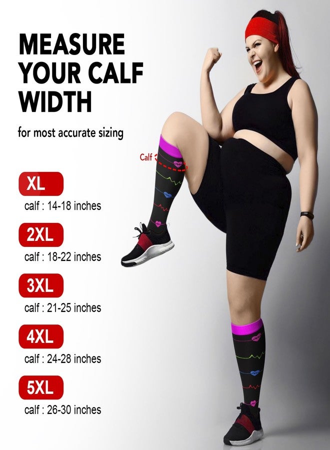 Refeel 3 Packs Plus Size Compression Socks Wide Calf For Women & Men - Large Size Knee High Support Stockings For Medical… - Image 2