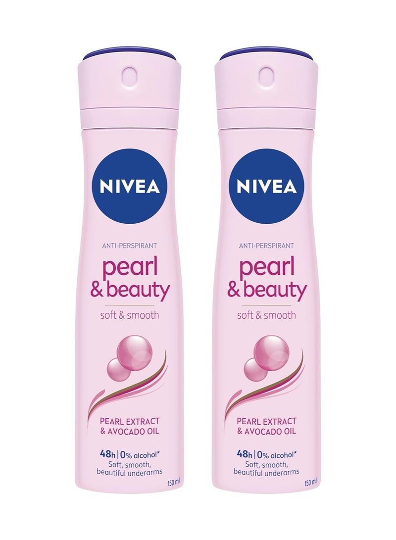 Nivea Nivea Pearl and Beauty Antiperspirant for Women 150ml pack of 2  - Image 1