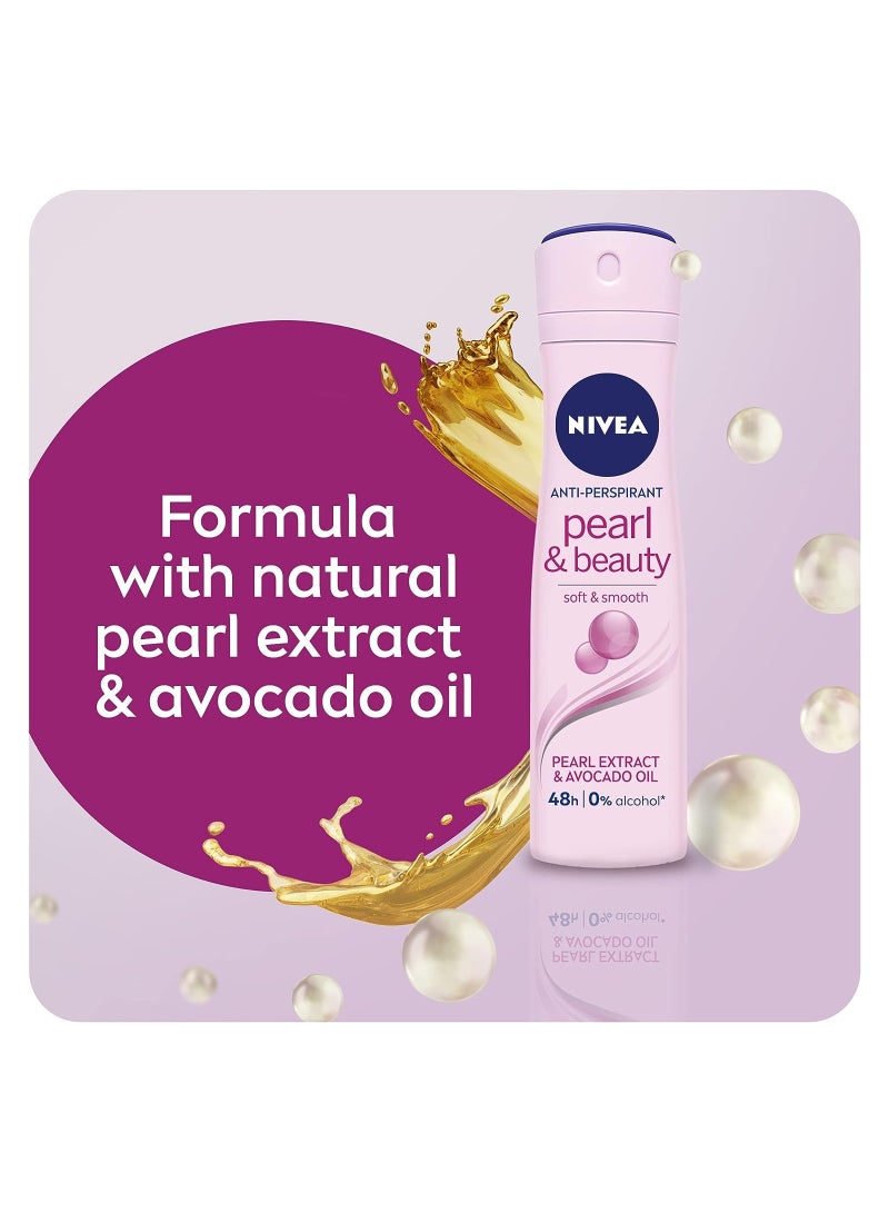 Nivea Nivea Pearl and Beauty Antiperspirant for Women 150ml pack of 2  - Image 3