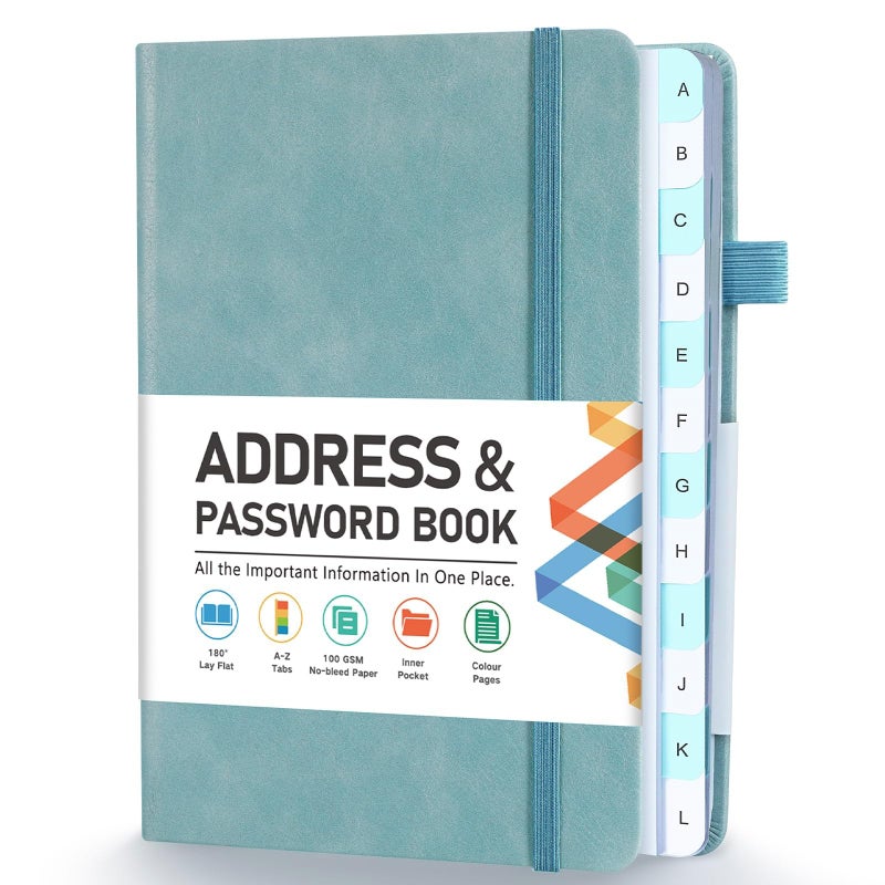 Homlive Address Book Address and Password Keeper Book with Alphabetical Tabs Hardcover Telephone Book Address Organizer Record with Pocket Colored Pages 53 x 77 Blue - Image 2